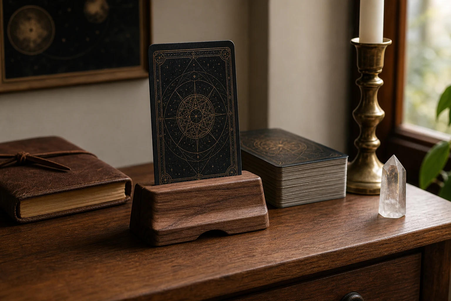 Curawood Tarot Card Holder Stand styled as an Opal Arc source-similar recommendation.
