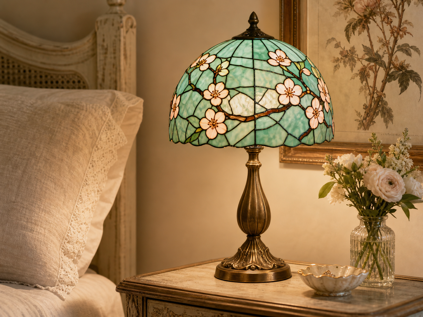 WillWant Mint Tiffany-Style Flower Table Lamp styled as an Opal Arc source-similar recommendation.