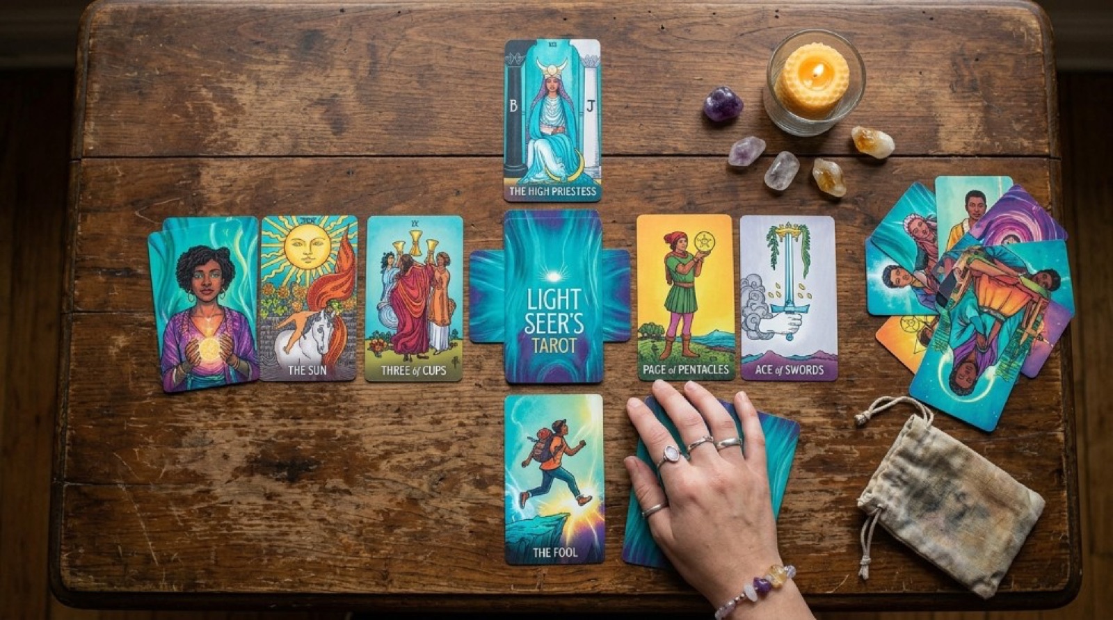 Light Seer's Pocket Tarot styled as an Opal Arc source-similar recommendation.