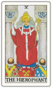 The Hierophant Tarot Card Meaning card face.