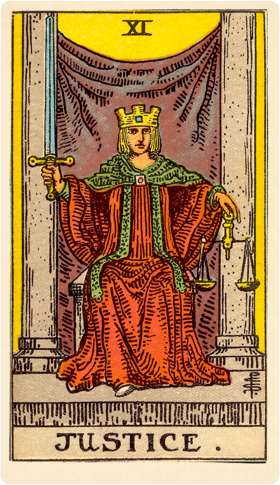 The Justice Tarot Card Meaning card face.