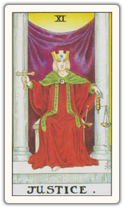 The Justice Tarot Card Meaning card face.