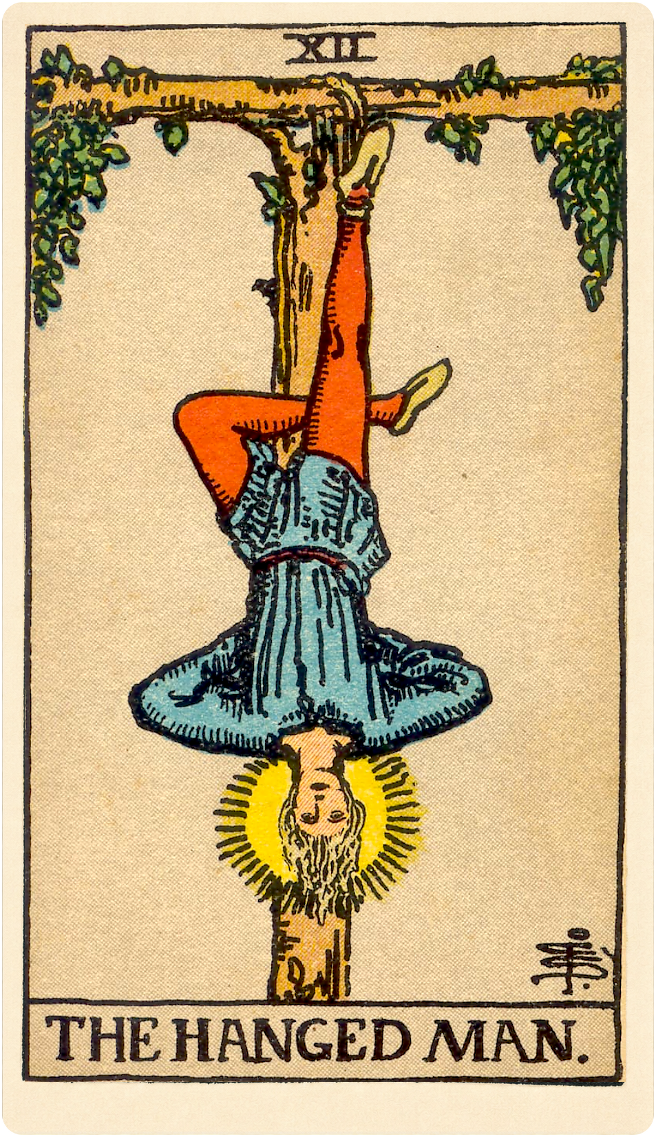 The Hanged Man Tarot Card Meaning card face.