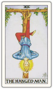 The Hanged Man Tarot Card Meaning card face.