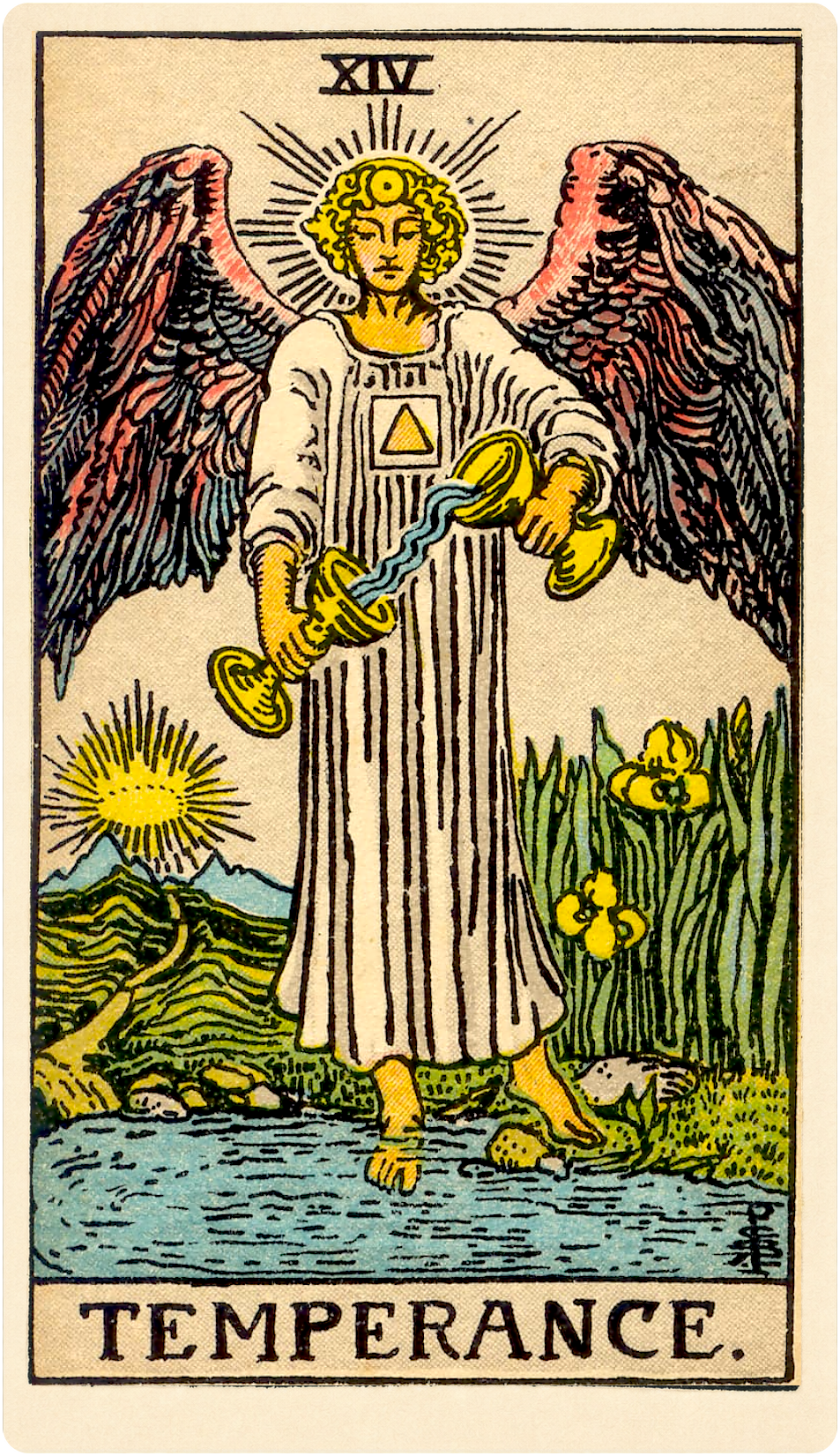 The Temperance Tarot Card Meaning card face.