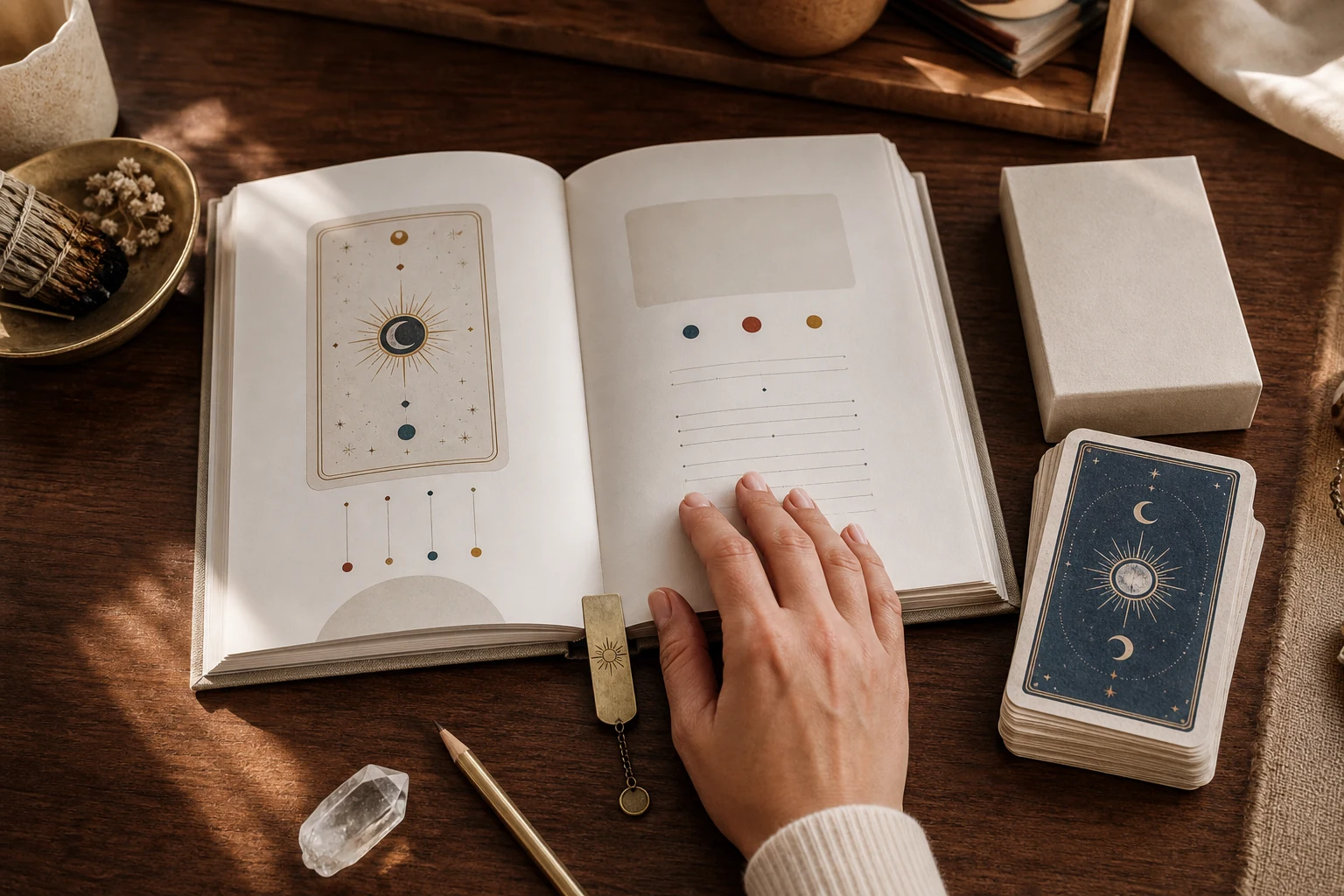 Guided Tarot Study Set styled for an Opal Arc editorial selection.