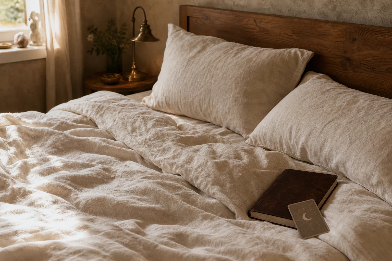 Ivory Linen Bedding Set styled for an Opal Arc editorial selection.